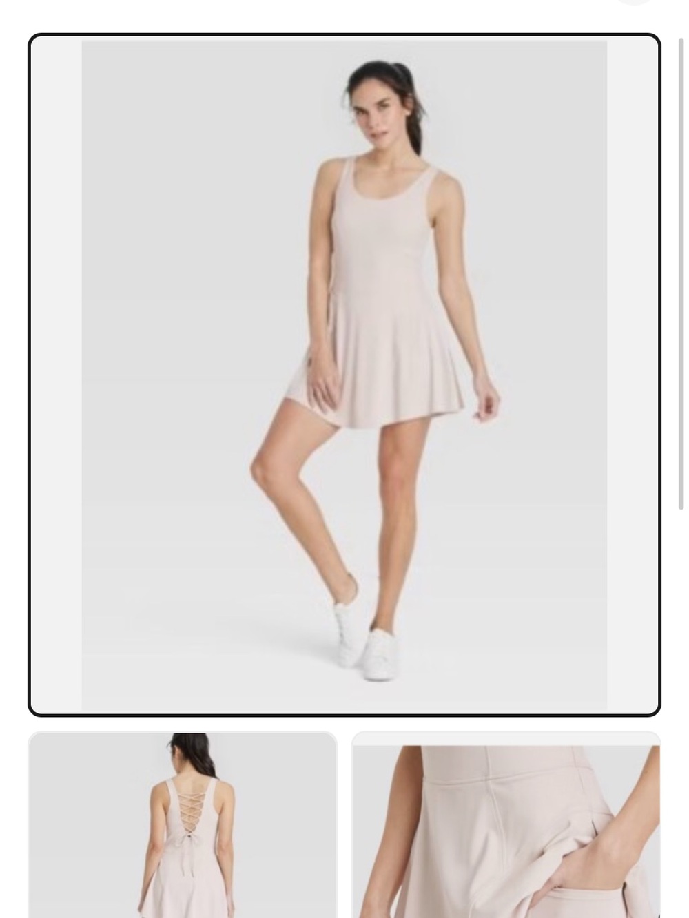 ALO Yoga Lace-Up V-Neck Sports Dress in Nude